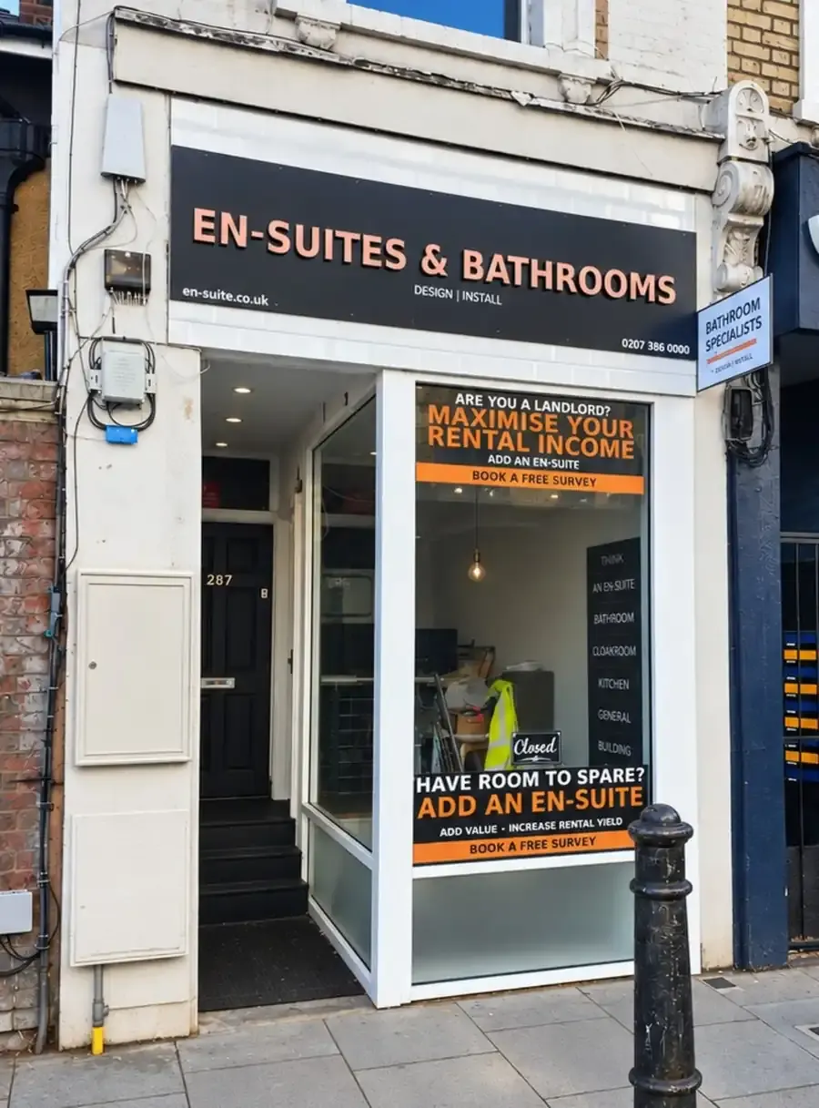 En-Suites & Bathrooms shopfront at 287 Munster Road, Fulham