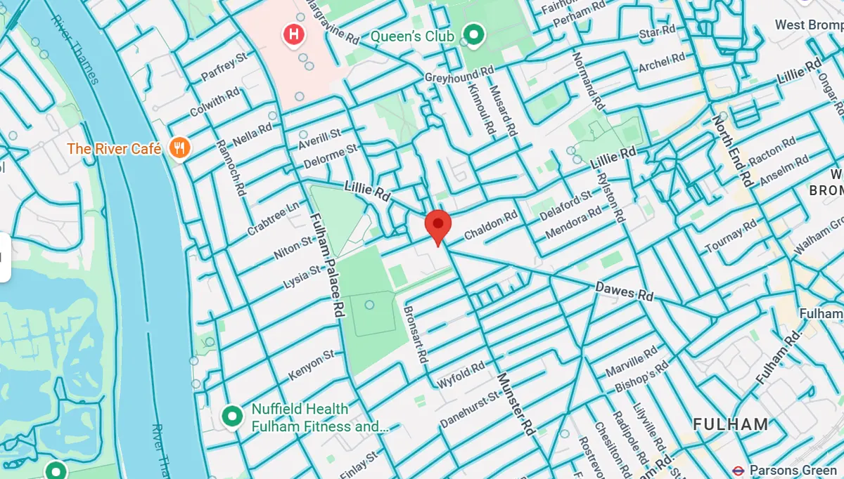 Map showing 287 Munster Road Fulham